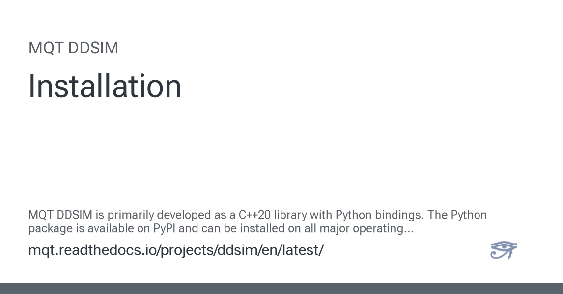 Installation - MQT DDSIM 2.3.1.dev39 documentation