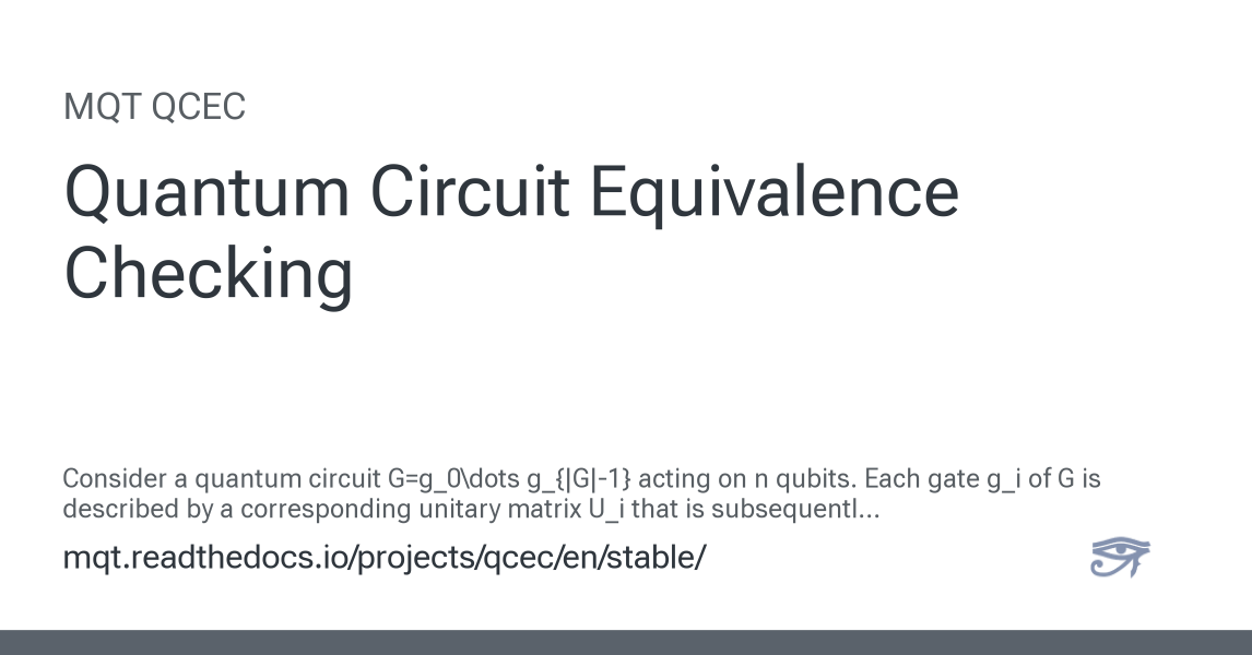 Quantum Circuit Equivalence Checking - MQT QCEC 3.6.1 documentation
